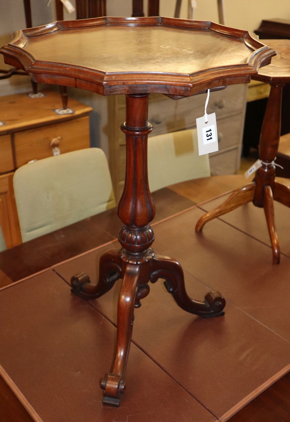 A Victorian gallery topped mahogany tripod table, W.52cm, H.72cm